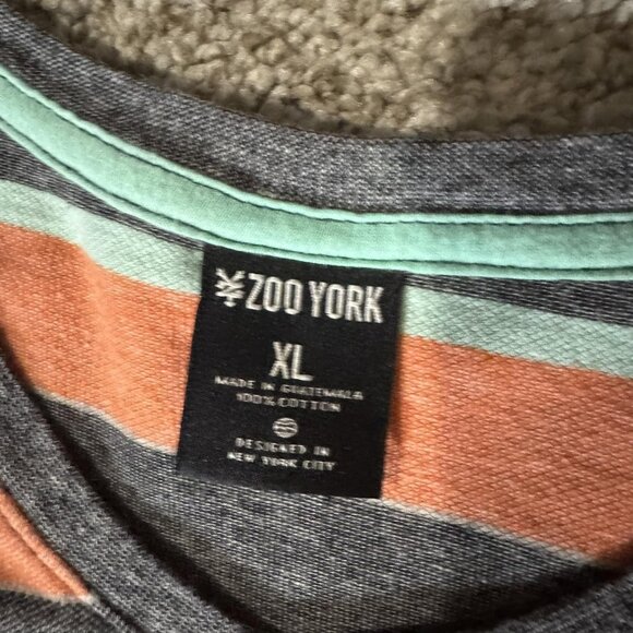Zoo York Shirt Mens XL Orange Gray Mint Striped Chest Pocket Skate Streetwear - Picture 3 of 6
